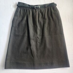 Vintage Weathervane Size 10 Army Green Midi Length Belted Wool Skirt Academia